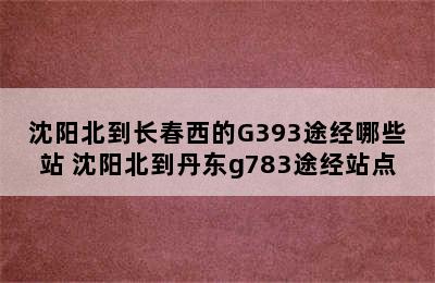 沈阳北到长春西的G393途经哪些站 沈阳北到丹东g783途经站点